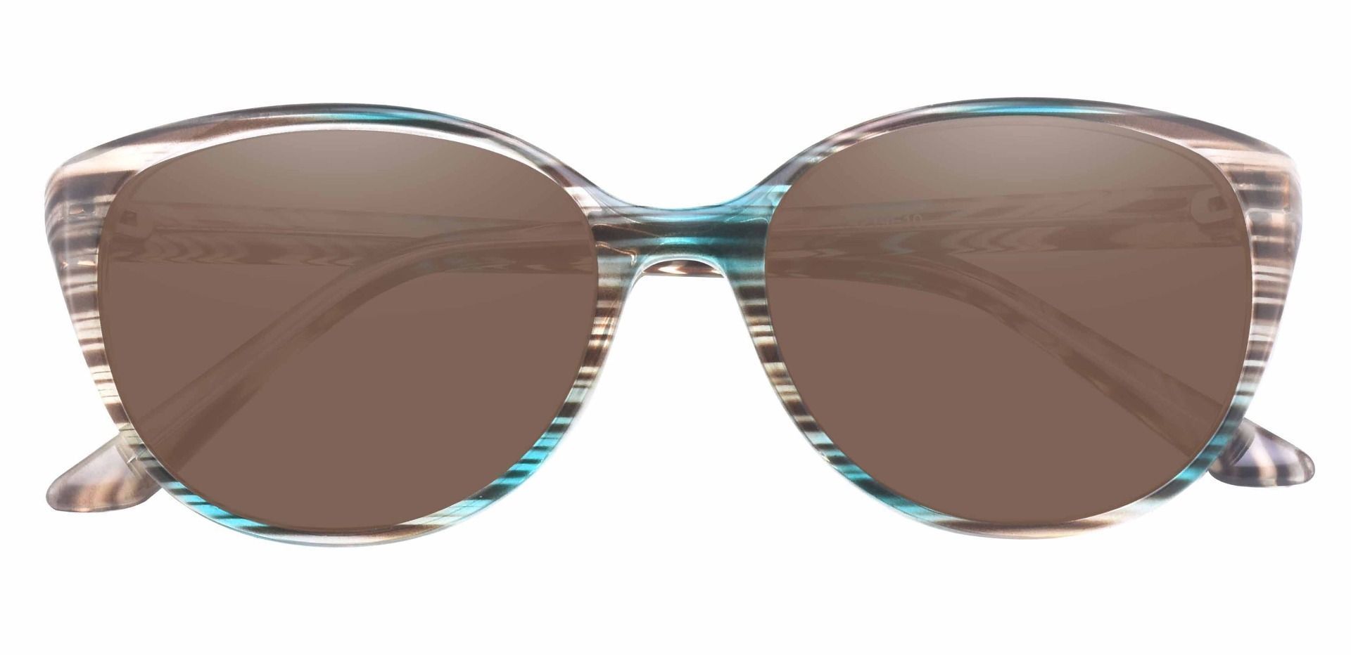 Polly Oval Prescription Sunglasses - Green Frame With Brown Lenses
