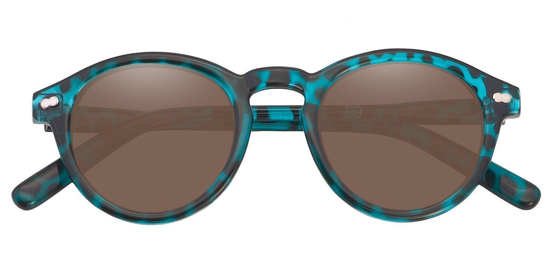 Vee Round Prescription Sunglasses - Blue Frame With Brown Lenses