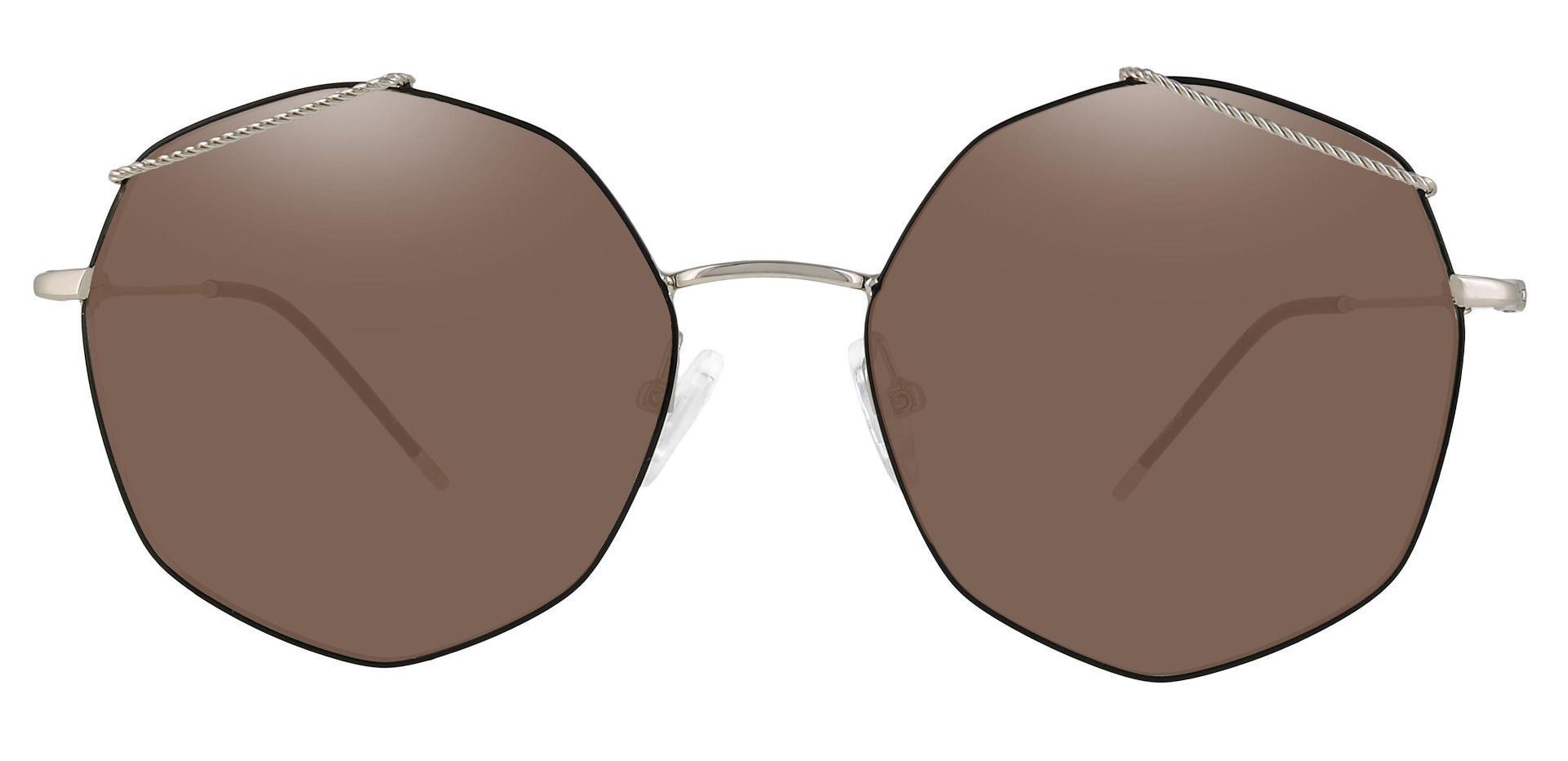 Tango Geometric Non-Rx Sunglasses - Black Frame With Brown Lenses
