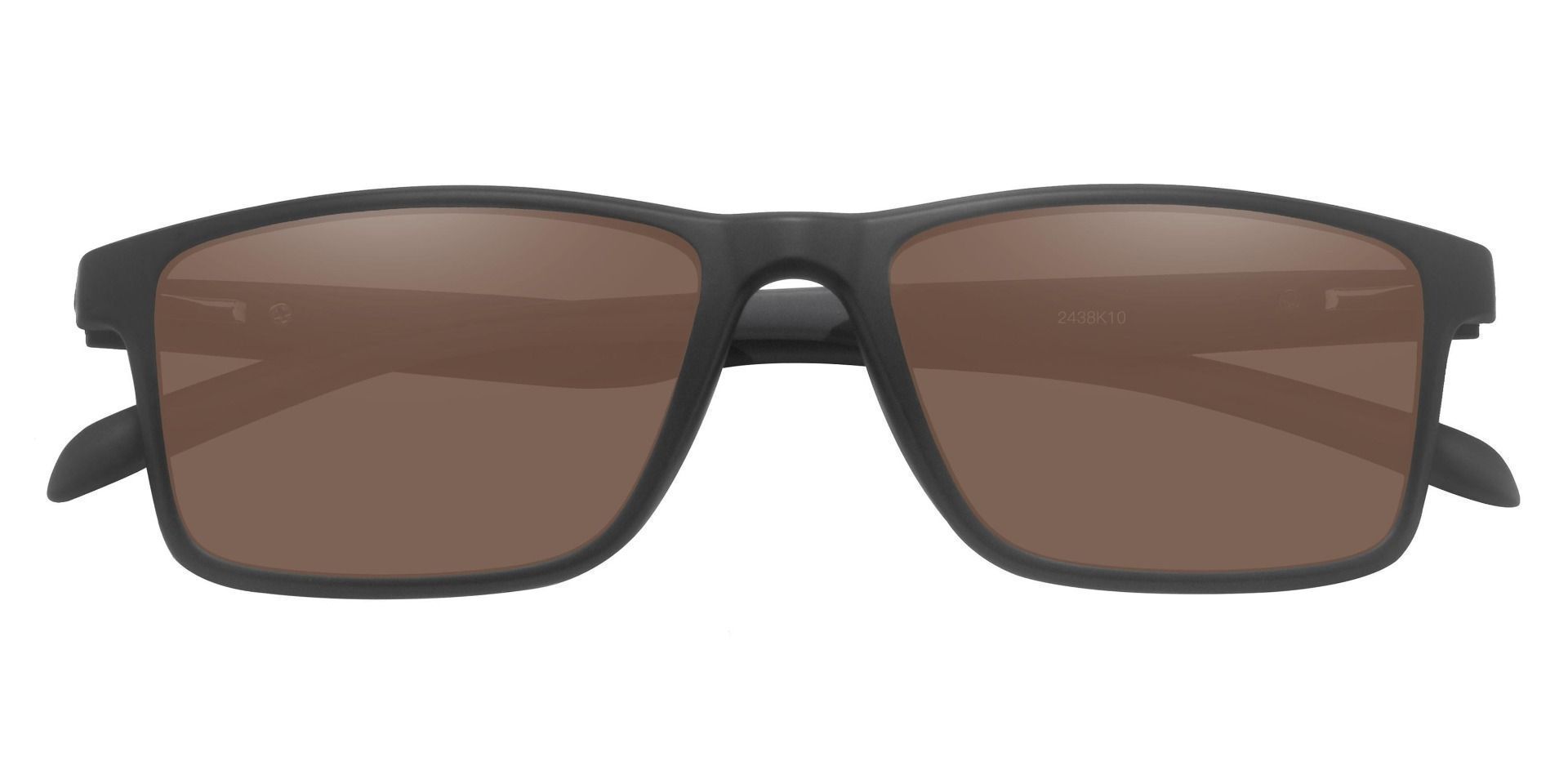 Miles Rectangle Prescription Sunglasses Black Frame With Brown Lenses Men's Sunglasses