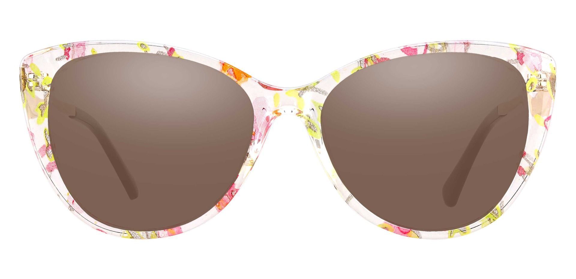 Roma Cat Eye Prescription Sunglasses - Floral Frame With Brown Lenses