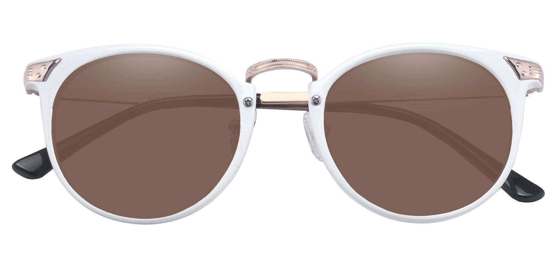 Blackwell Round Lined Bifocal Sunglasses - White Frame With Brown Lenses