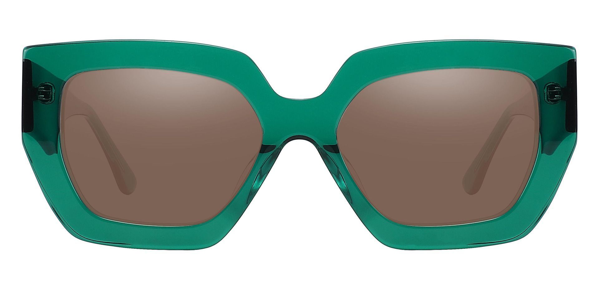 Moses Geometric Reading Sunglasses - Green Frame With Brown Lenses