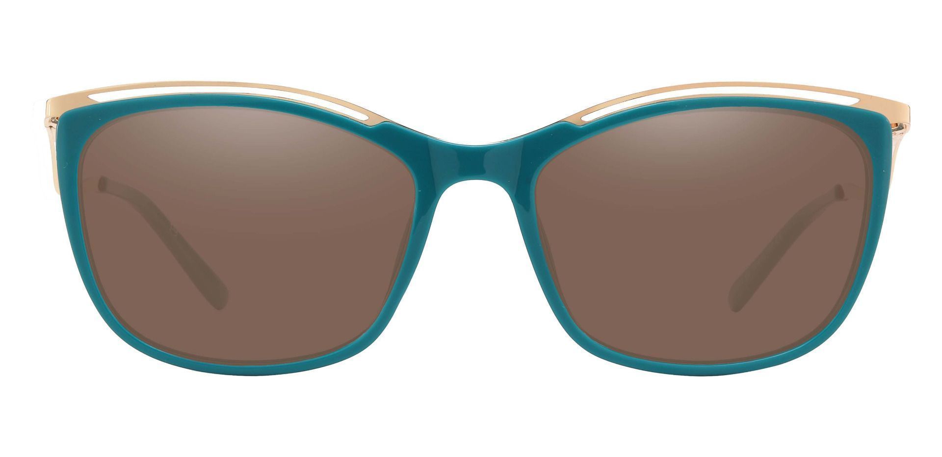 Enola Cat Eye Non-Rx Sunglasses - Green Frame With Brown Lenses
