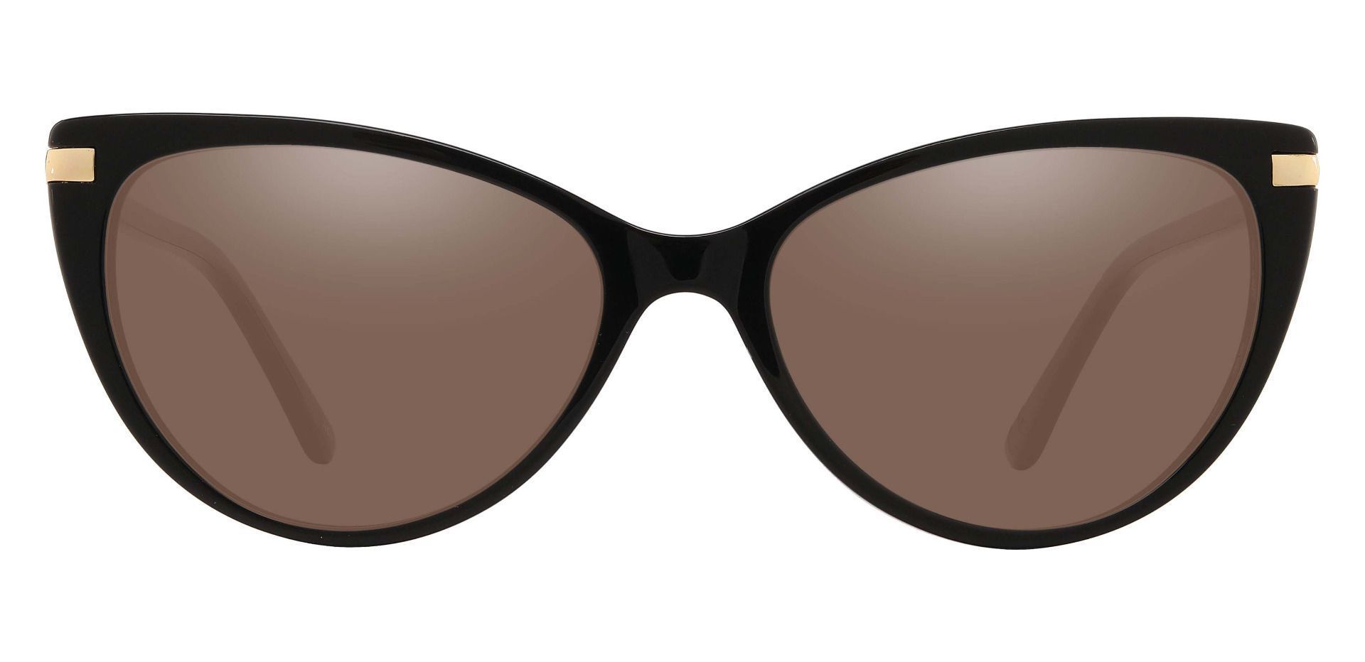 Starla Cat Eye Progressive Sunglasses - Black Frame With Brown Lenses