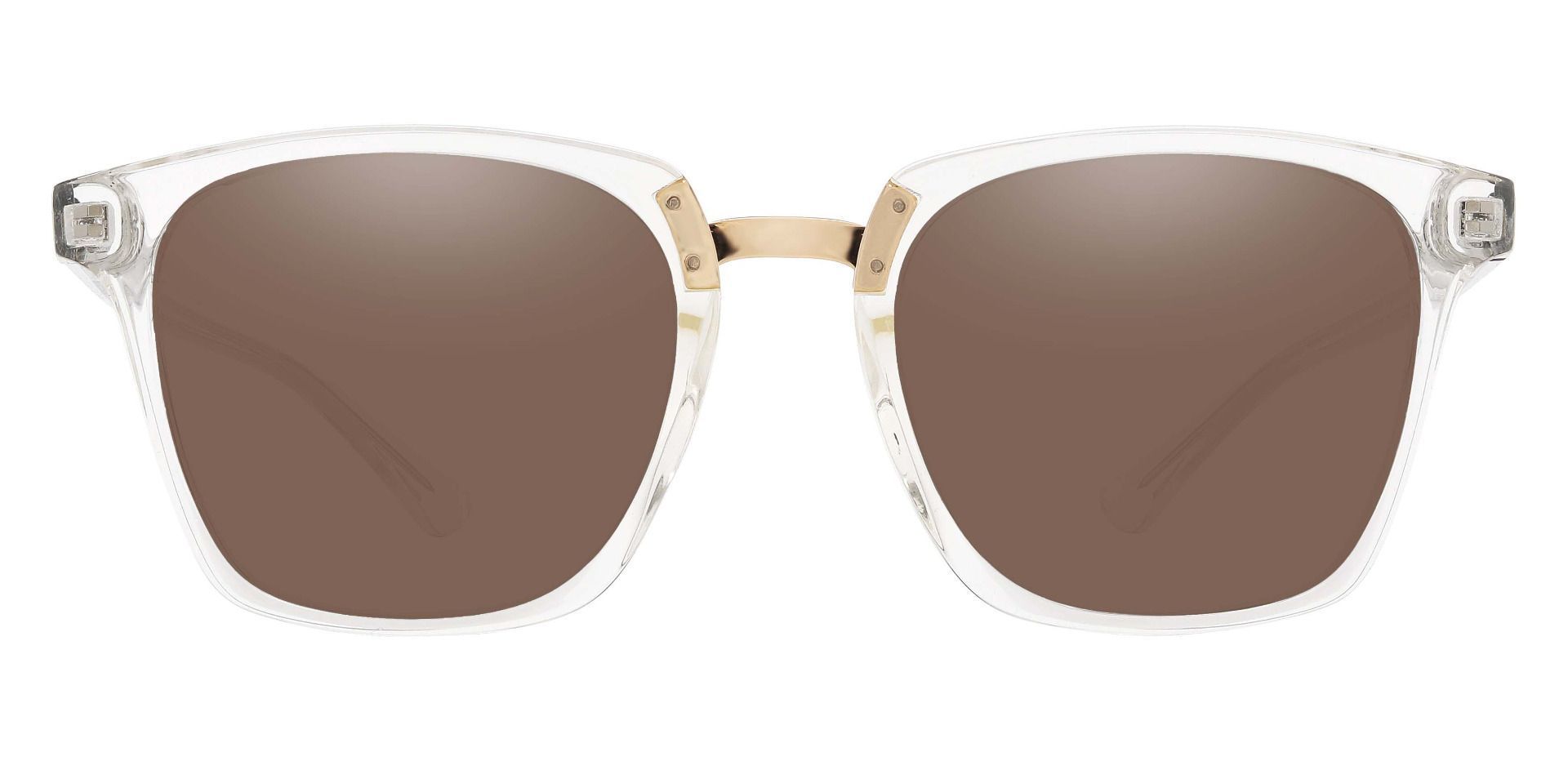 Delta Square Prescription Sunglasses - Clear Frame With Brown Lenses