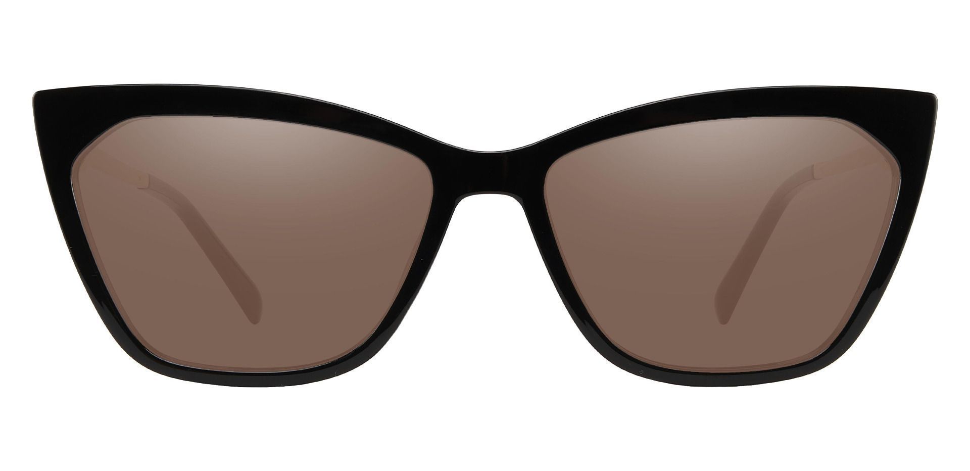 Addison Cat Eye Lined Bifocal Sunglasses - Black Frame With Brown Lenses