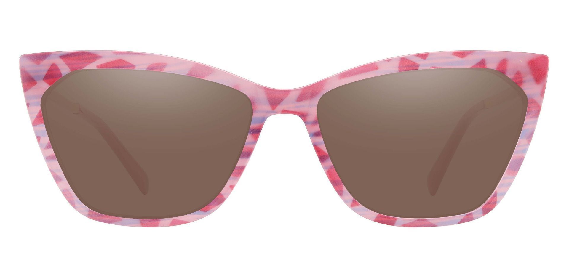 Addison Cat Eye Prescription Sunglasses - Pink Frame With Brown Lenses