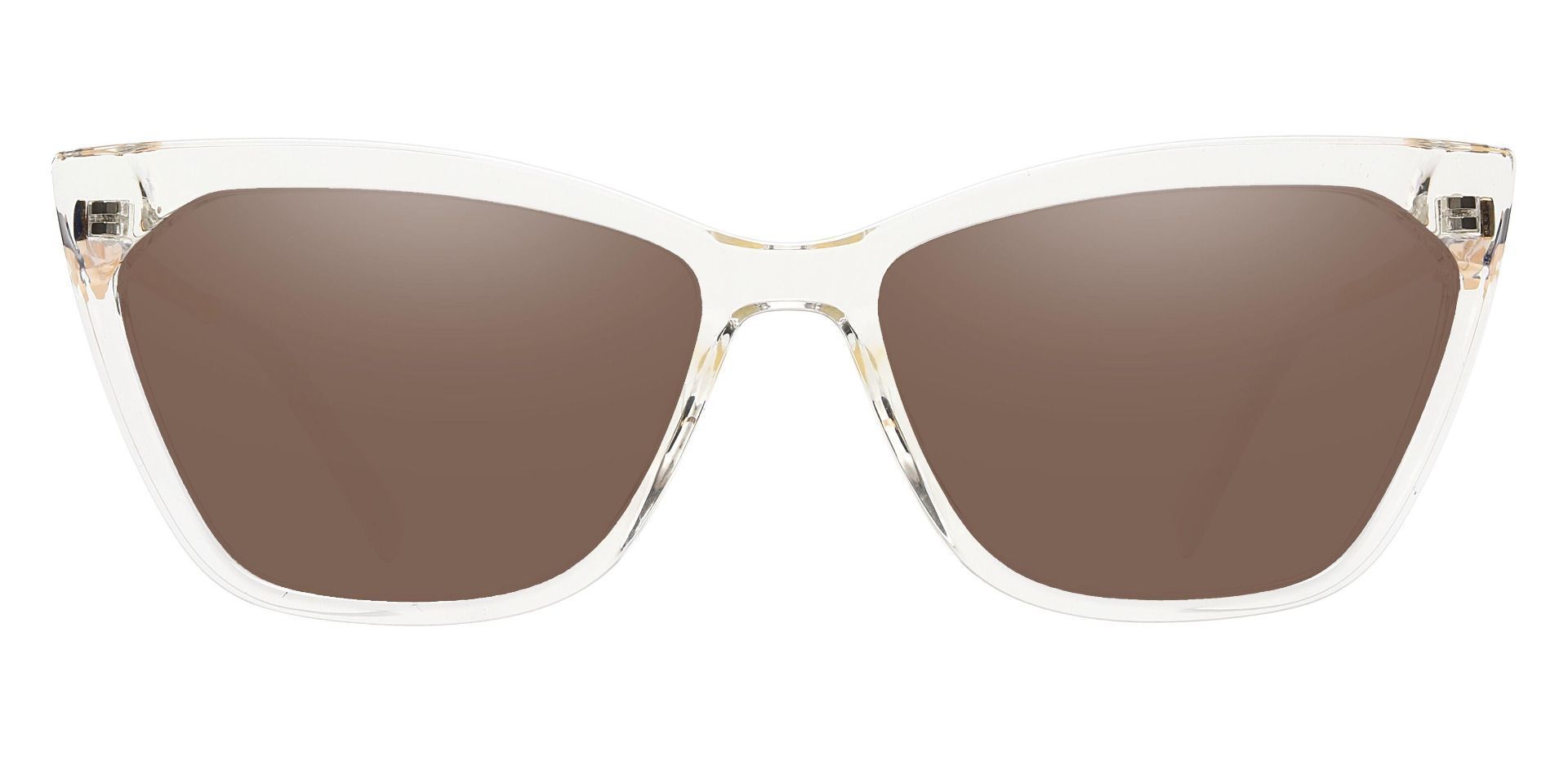 Addison Cat Eye Non-Rx Sunglasses - Clear Frame With Brown Lenses
