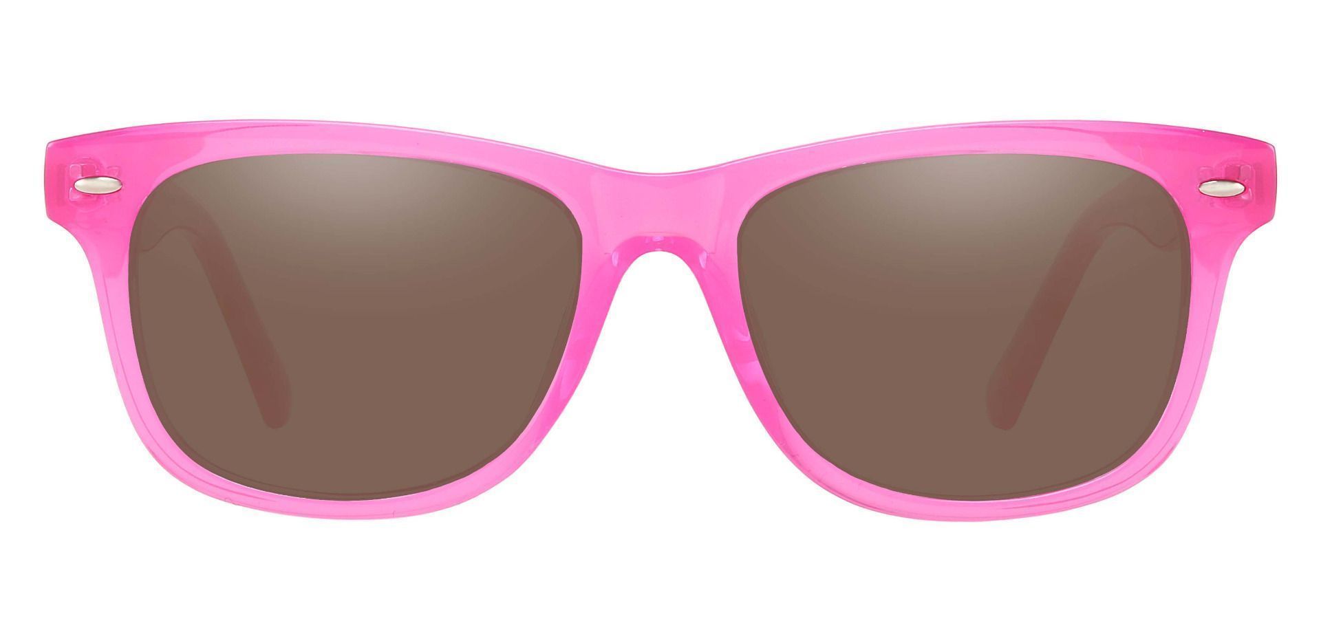 Eureka Square Prescription Sunglasses - Pink Frame With Brown Lenses