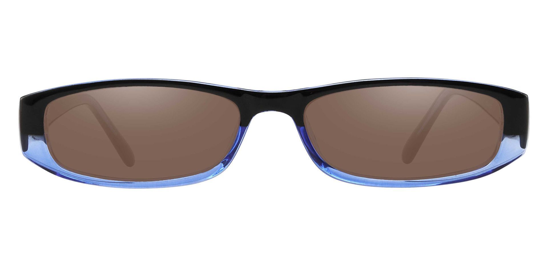 Elgin Rectangle Single Vision Sunglasses - Blue Frame With Brown Lenses