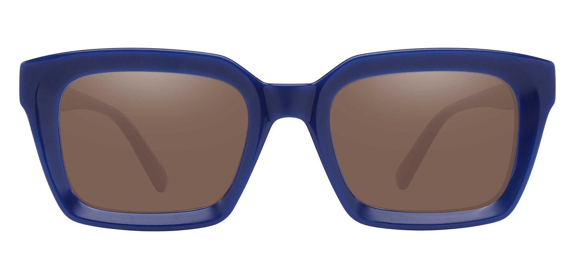 Unity Rectangle Non-Rx Sunglasses - Blue Frame With Brown Lenses