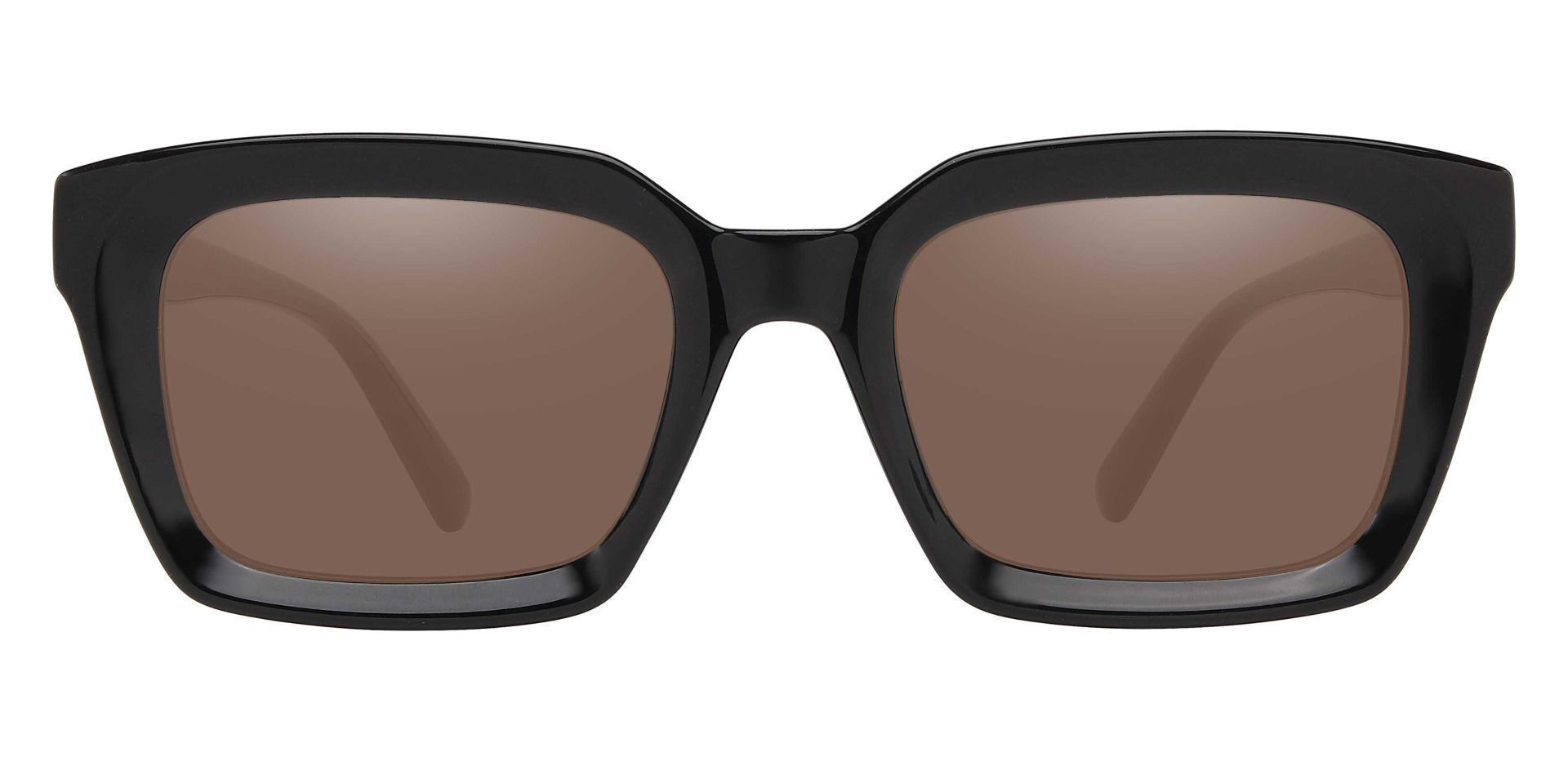 Unity Rectangle Prescription Sunglasses - Black Frame With Brown Lenses