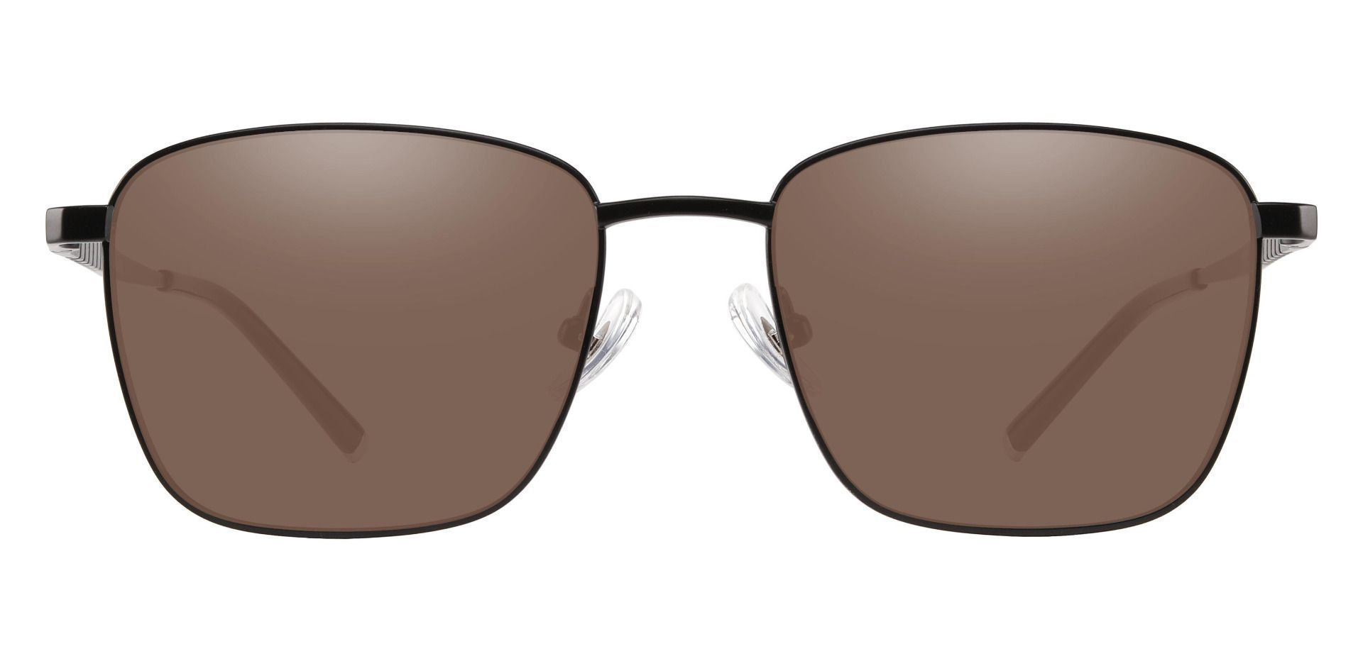 May Square Prescription Sunglasses - Black Frame With Brown Lenses