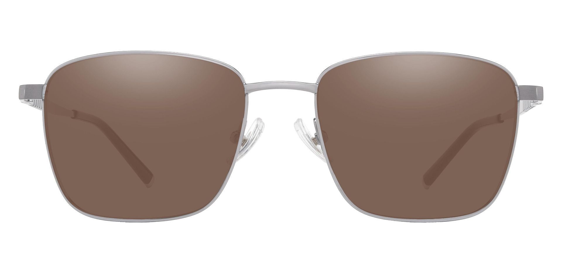 May Square Prescription Sunglasses - Silver Frame With Brown Lenses