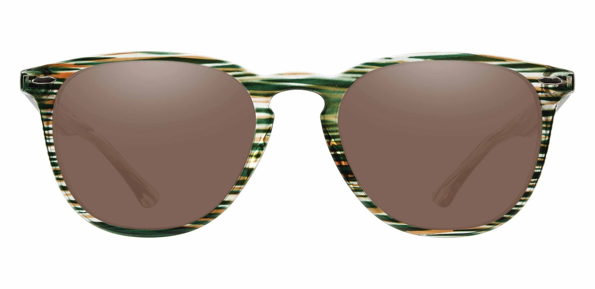 Sycamore Oval Non-Rx Sunglasses - Green Frame With Brown Lenses
