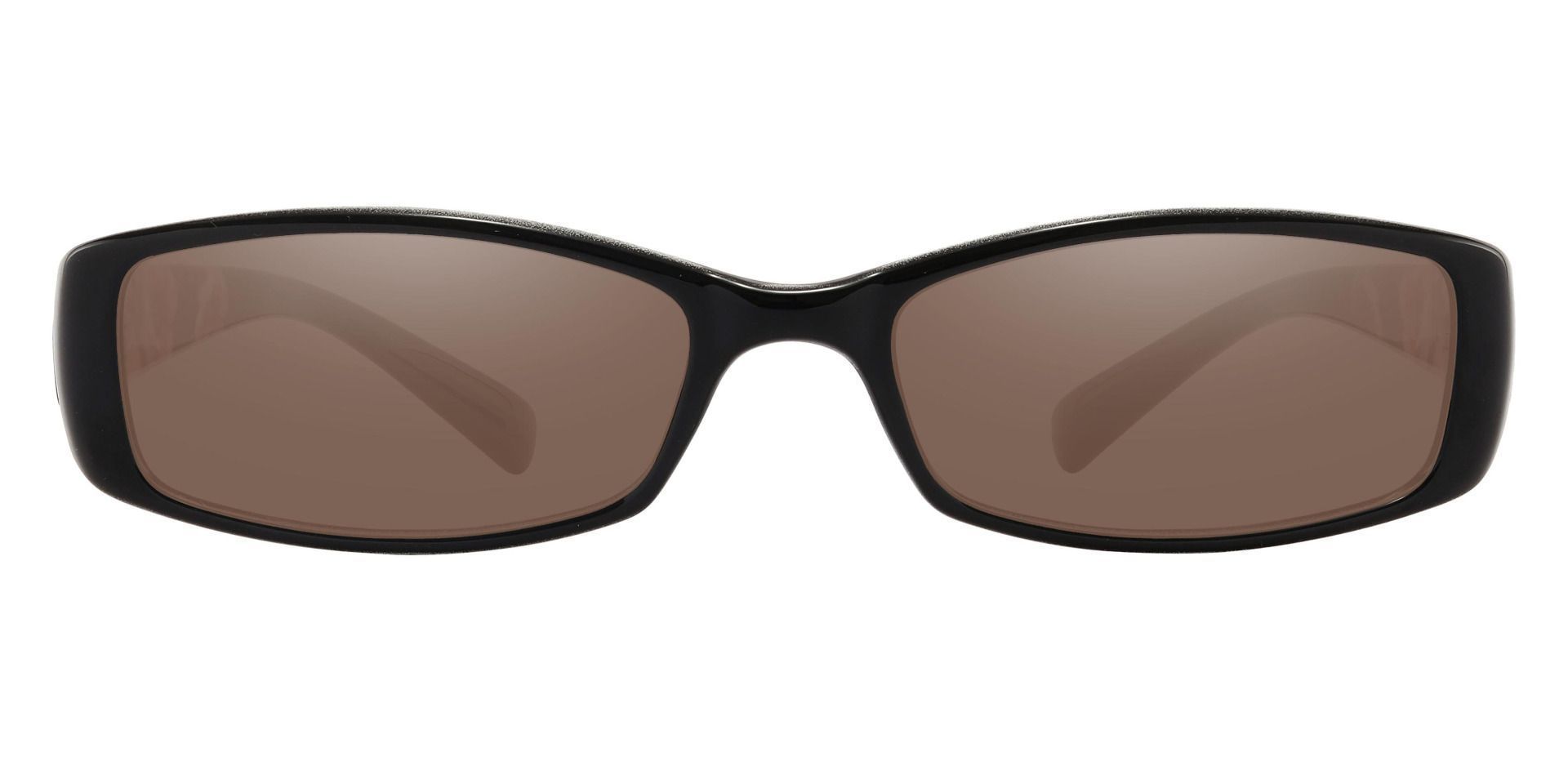 Medora Rectangle Single Vision Sunglasses - Black Frame With Brown Lenses