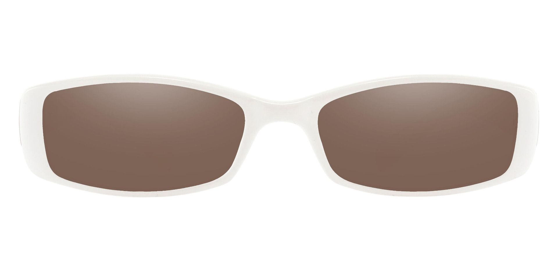 Medora Rectangle Single Vision Sunglasses - White Frame With Brown Lenses