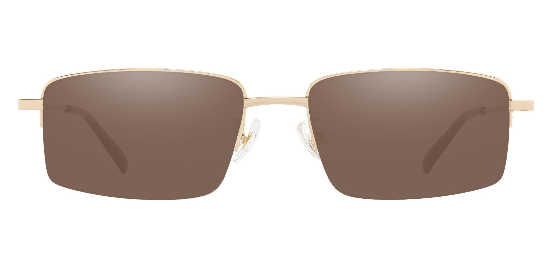 Wayne Rectangle Reading Sunglasses - Gold Frame With Brown Lenses