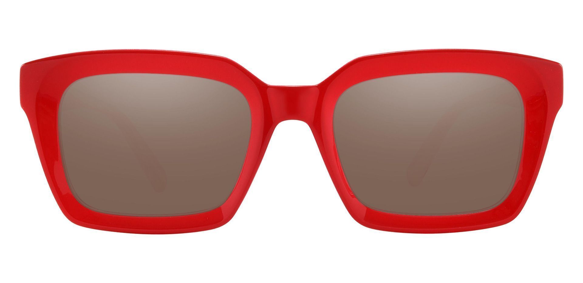 Unity Rectangle Lined Bifocal Sunglasses - Red Frame With Brown Lenses