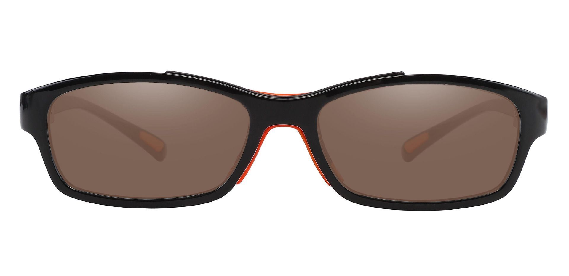 Glynn Rectangle Non-Rx Sunglasses - Black Frame With Brown Lenses