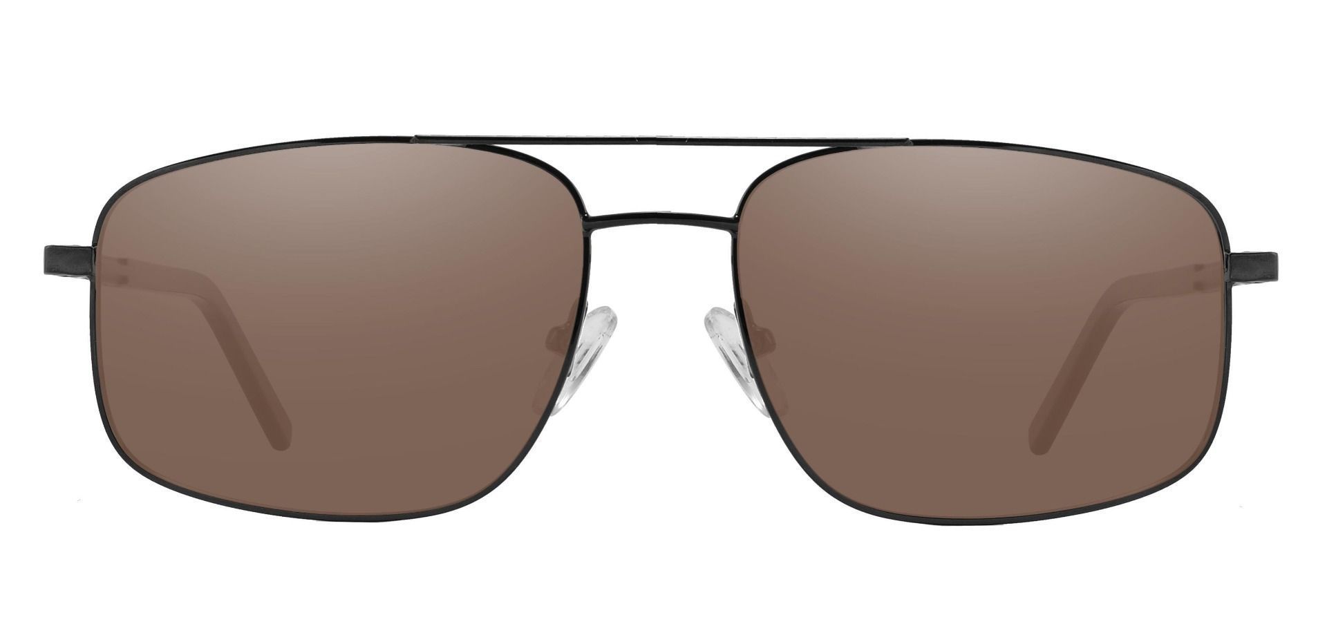 Davenport Aviator Prescription Sunglasses - Black Frame With Brown Lenses