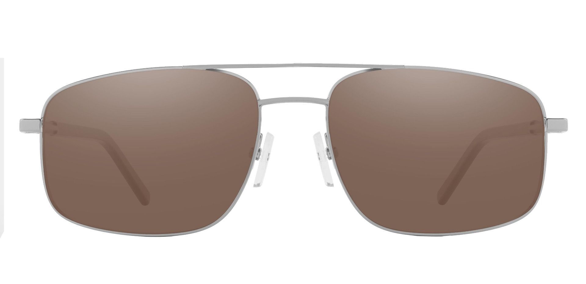 Davenport Aviator Lined Bifocal Sunglasses - Silver Frame With Brown Lenses