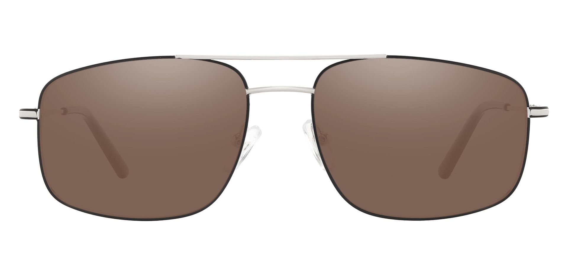 Turner Aviator Non-Rx Sunglasses - Silver Frame With Brown Lenses
