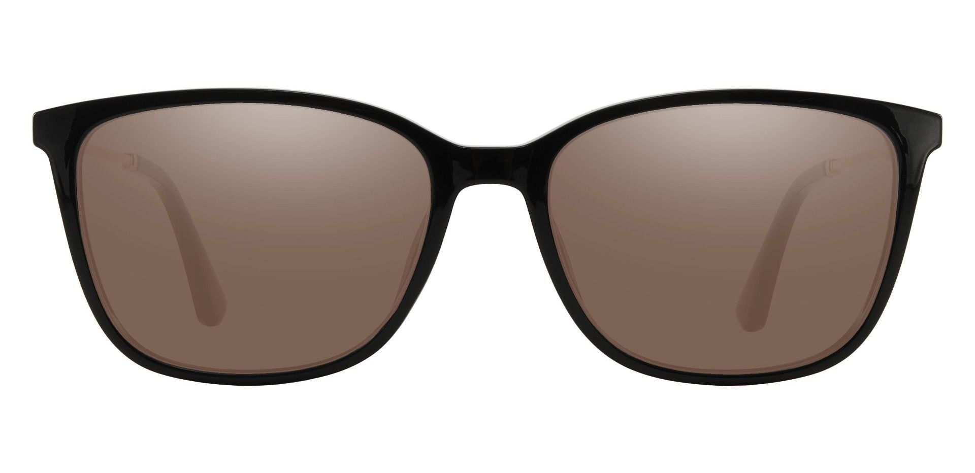 Miami Rectangle Prescription Sunglasses - Black Frame With Brown Lenses