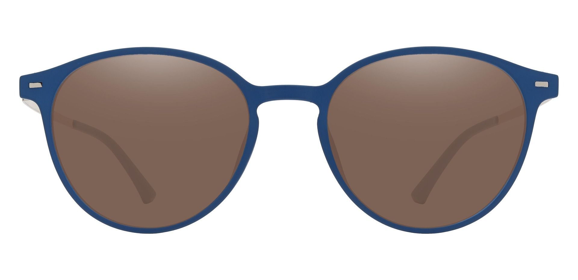 Springer Round Non-Rx Sunglasses - Blue Frame With Brown Lenses