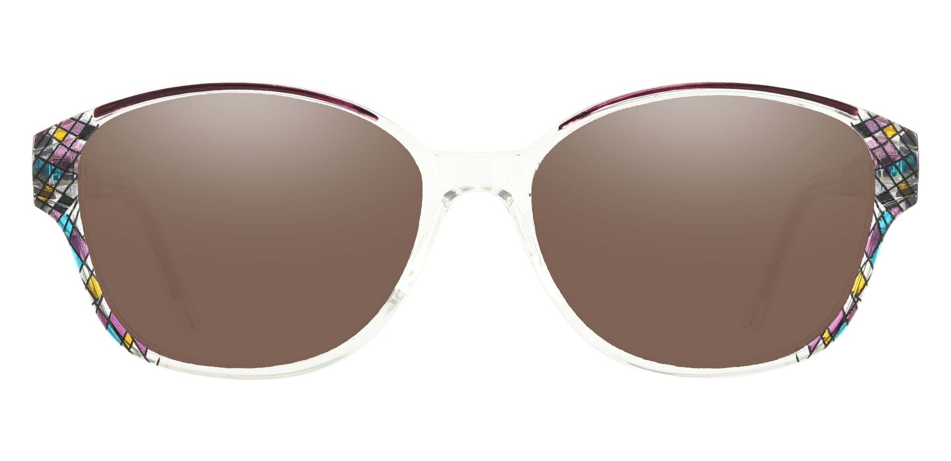 Moira Oval Non-Rx Sunglasses - Purple Frame With Brown Lenses
