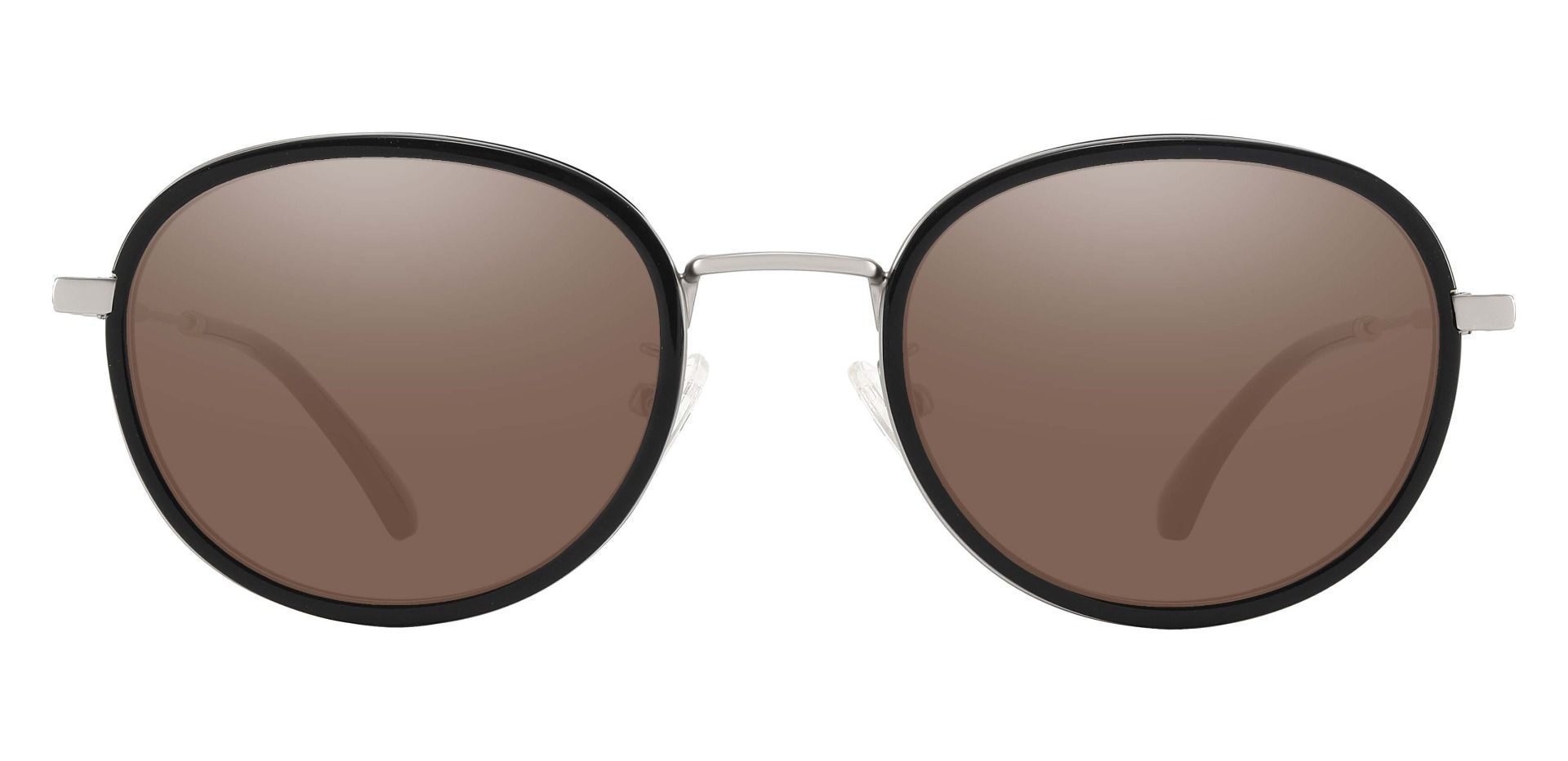 Edmore Oval Prescription Sunglasses - Black Frame With Brown Lenses