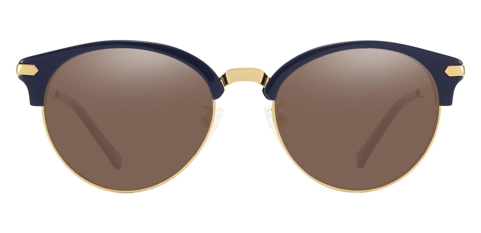 Catskill Browline Progressive Sunglasses - Blue Frame With Brown Lenses