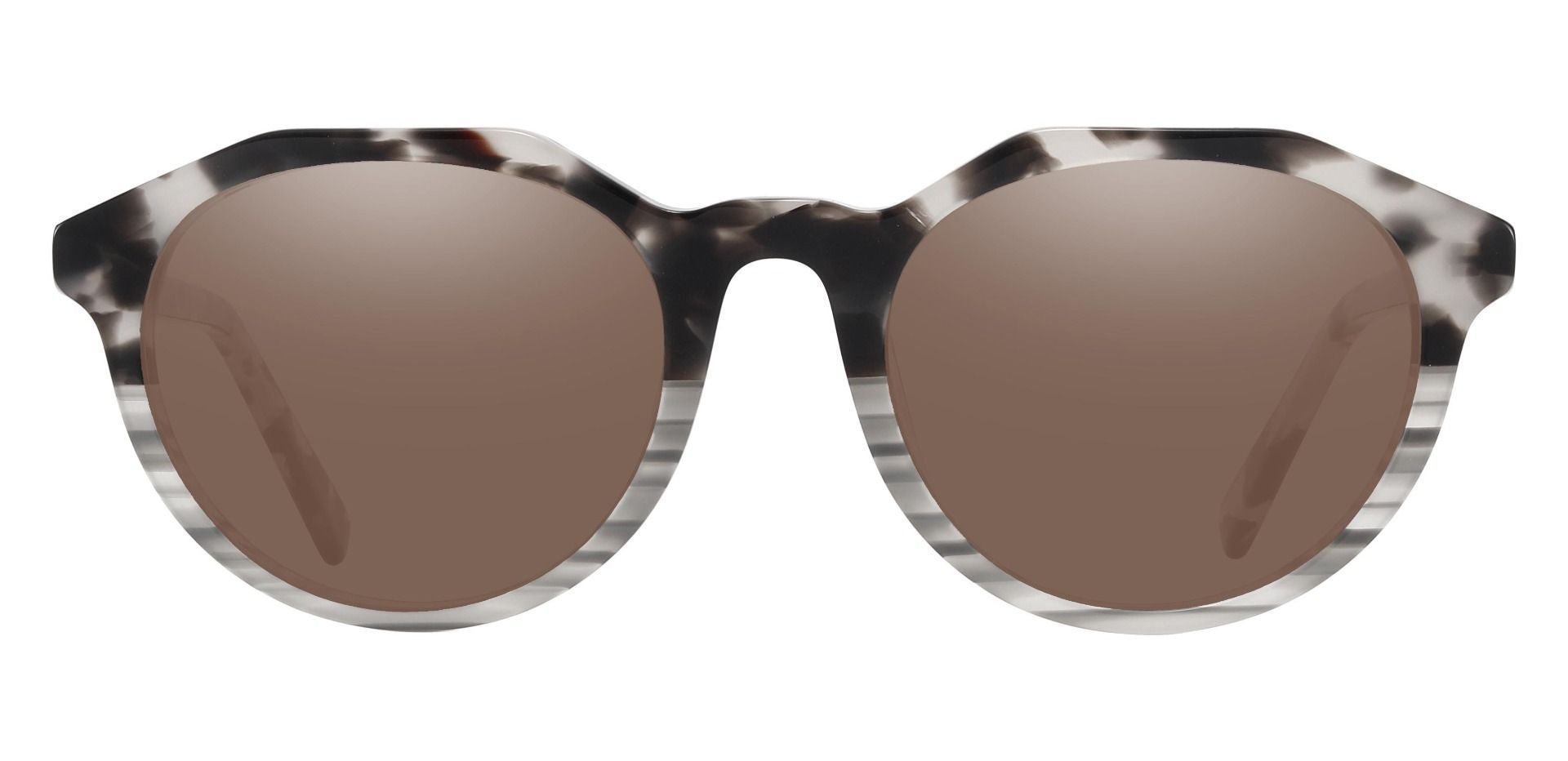 Mayfield Oval Prescription Sunglasses - Black Frame With Brown Lenses