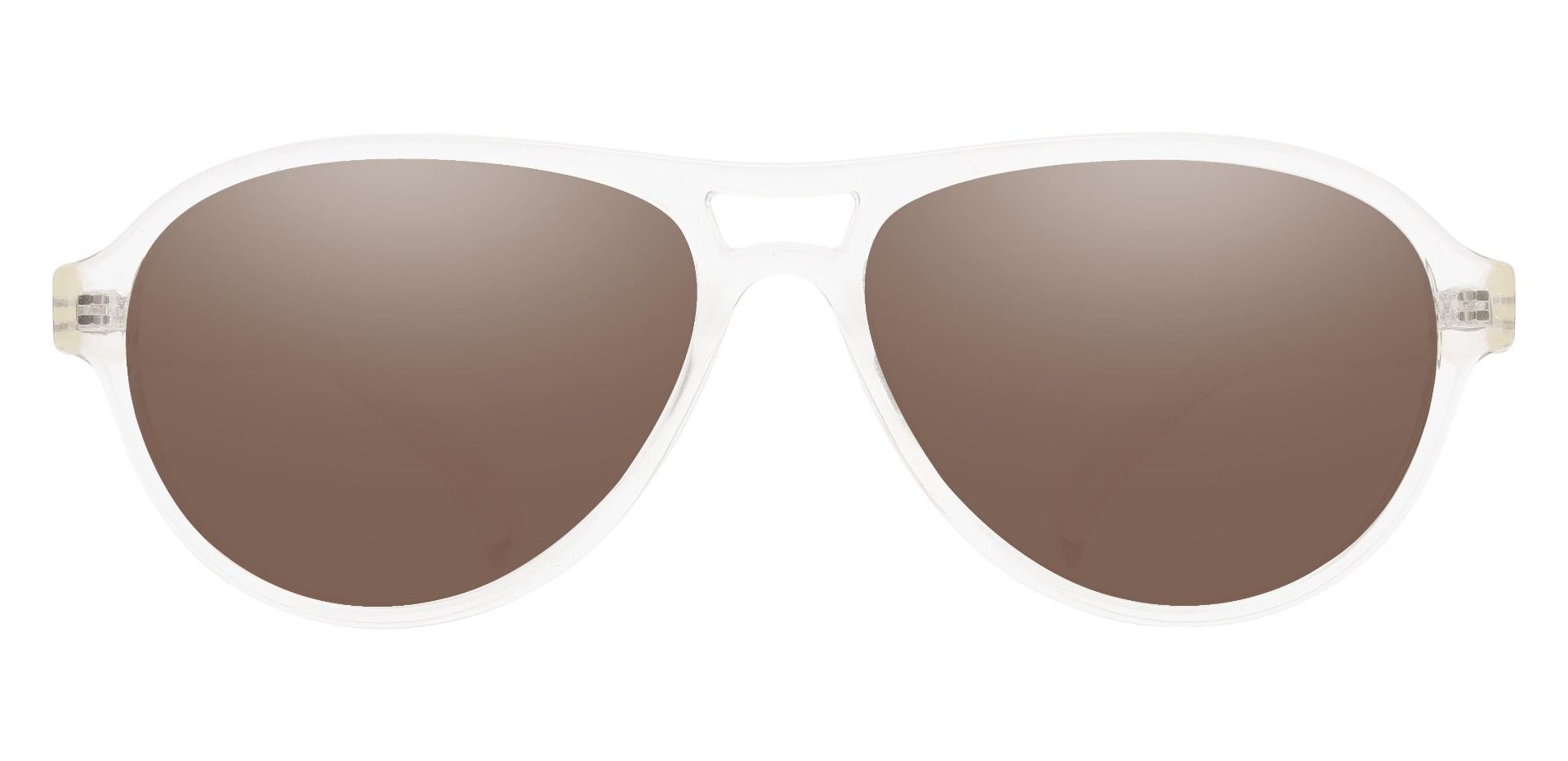Cinema Aviator Reading Sunglasses - Clear Frame With Brown Lenses