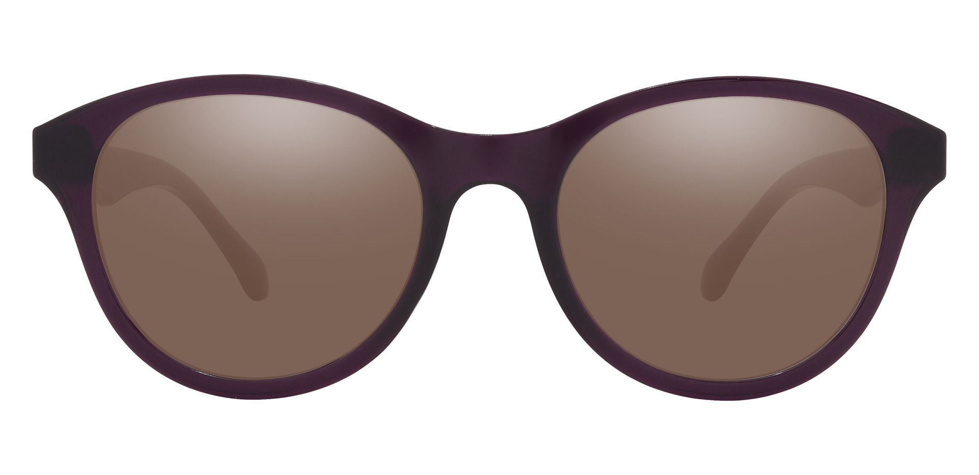 Angelina Round Prescription Sunglasses - Purple Frame With Brown Lenses