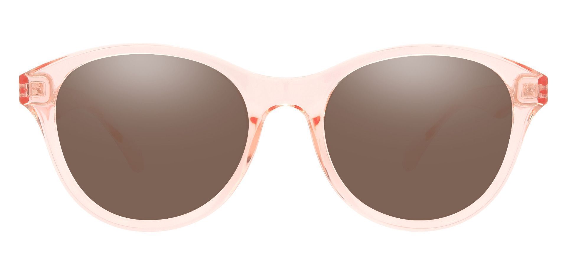 Angelina Round Prescription Sunglasses - Pink Frame With Brown Lenses