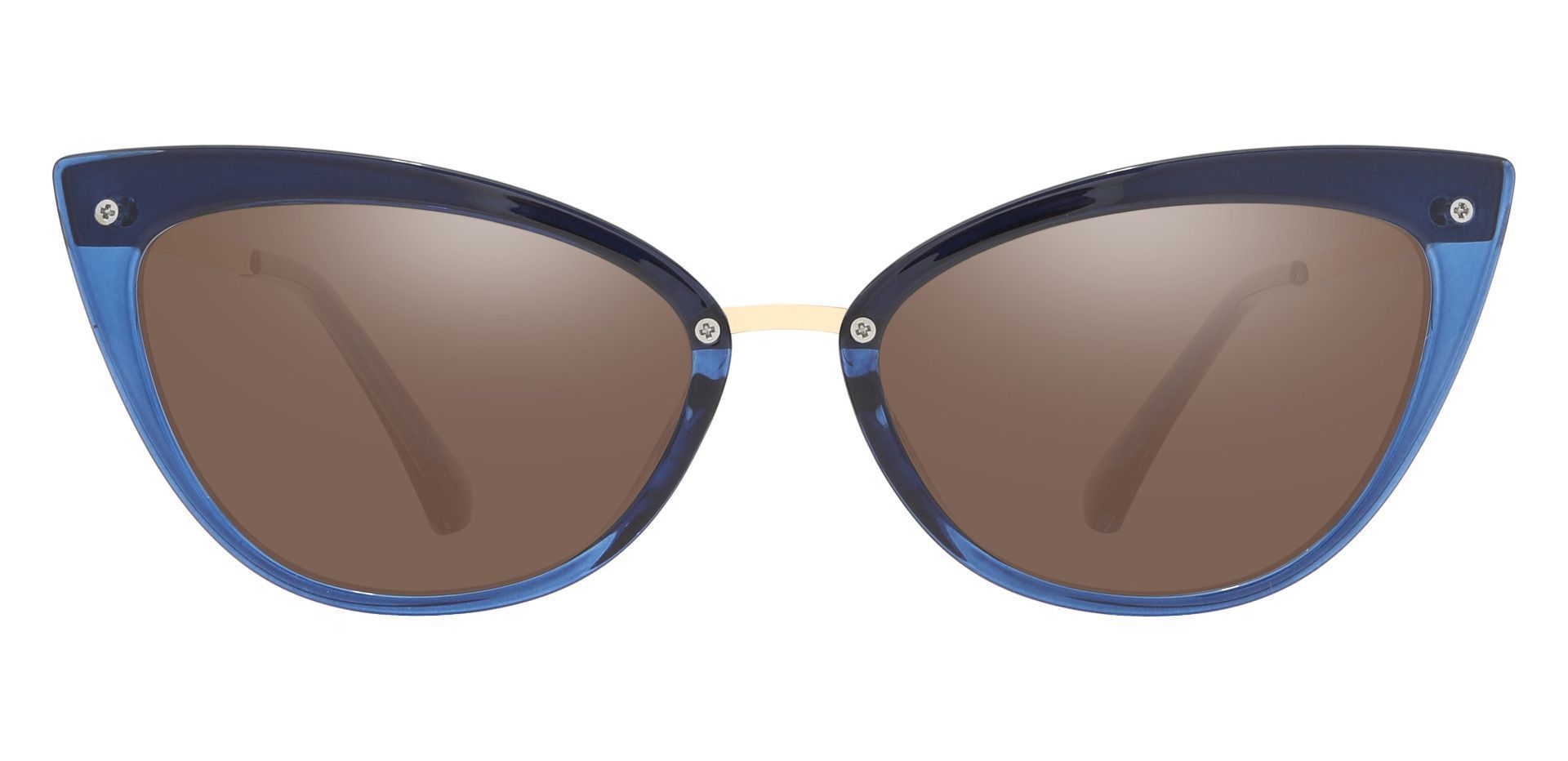Glenda Cat Eye Prescription Sunglasses - Blue Frame With Brown Lenses