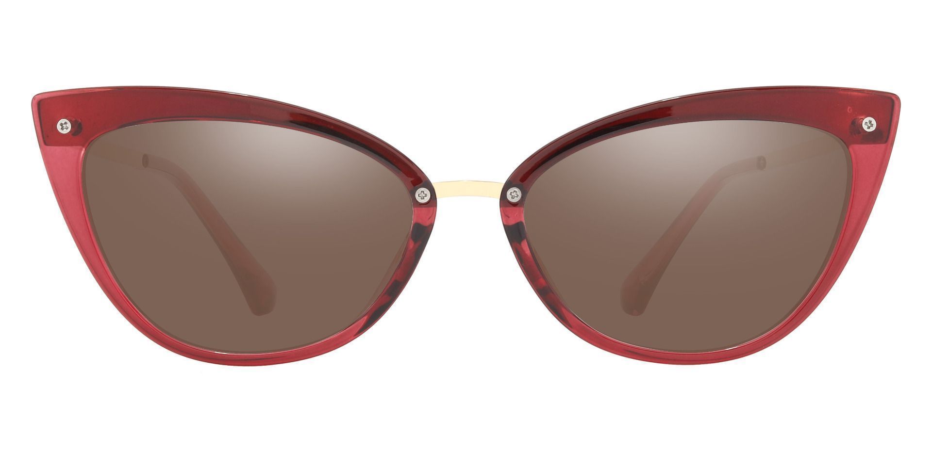 Glenda Cat Eye Prescription Sunglasses - Red Frame With Brown Lenses