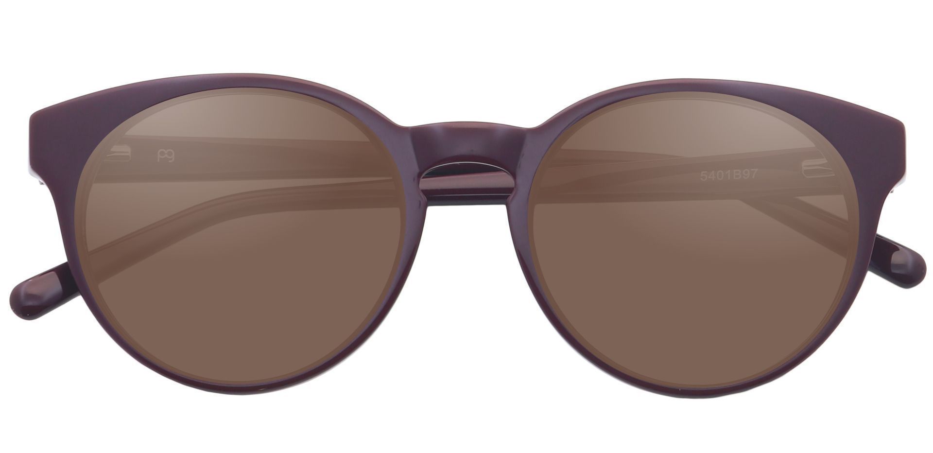 Spright Round Non-Rx Sunglasses -  Brown Frame With Brown Lenses