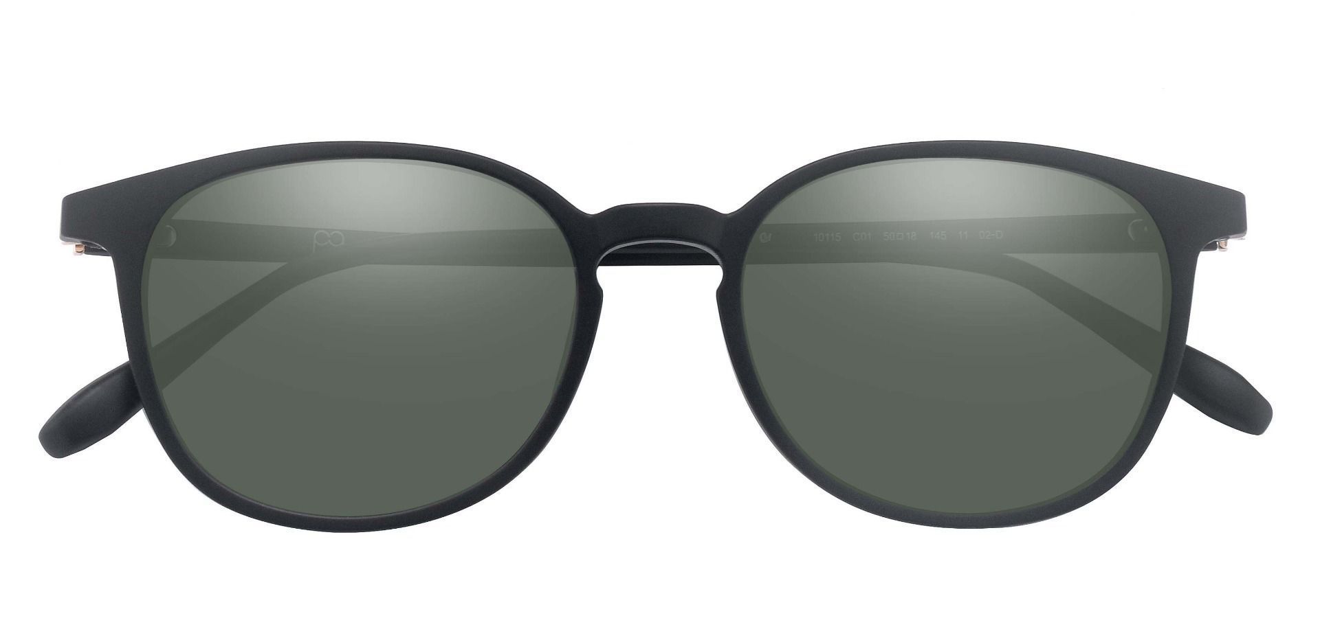 Lexington Oval NonRx Sunglasses Black Frame With Green Lenses