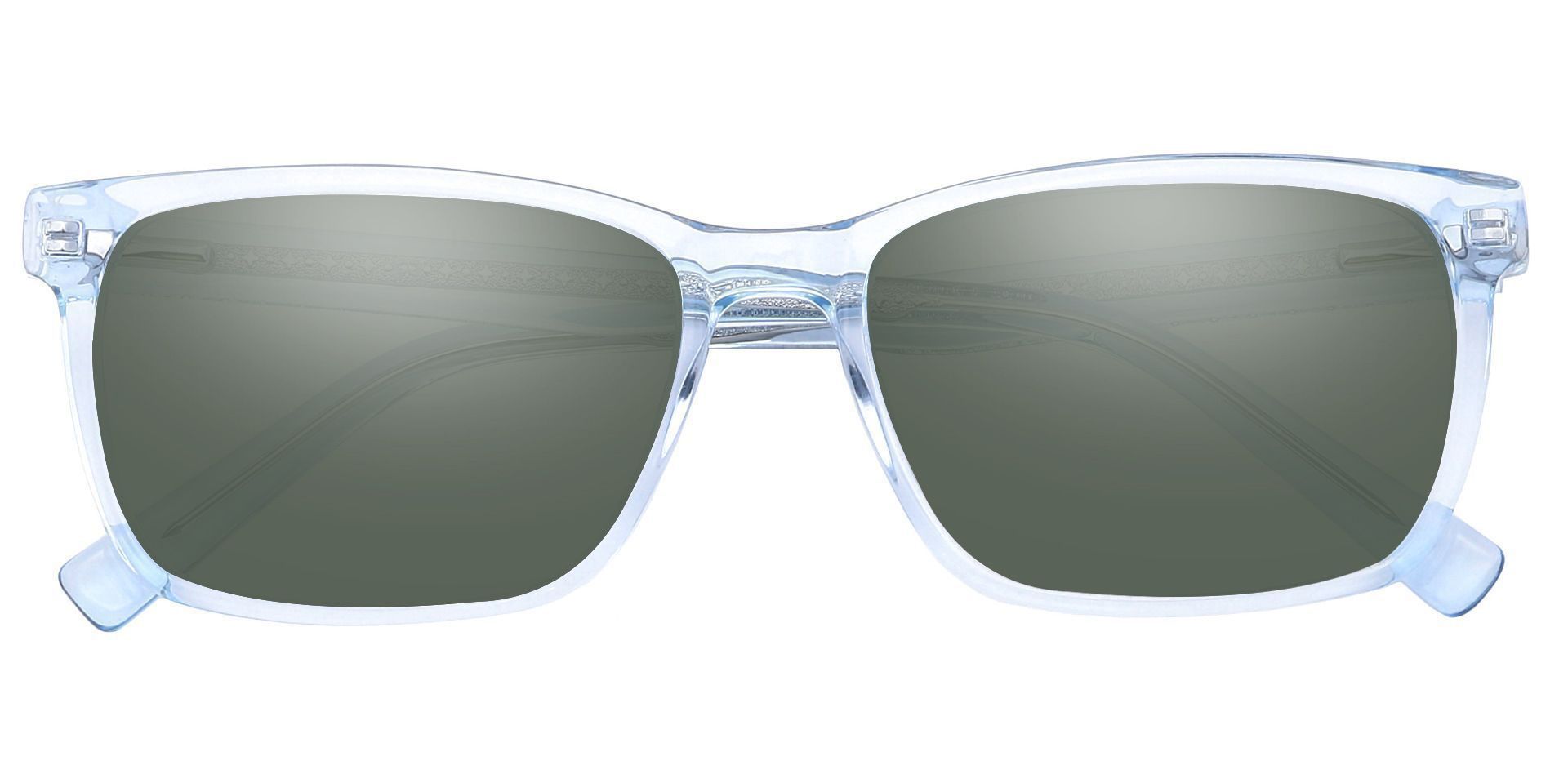 Galaxy Rectangle Prescription Sunglasses - Blue Frame With Green Lenses