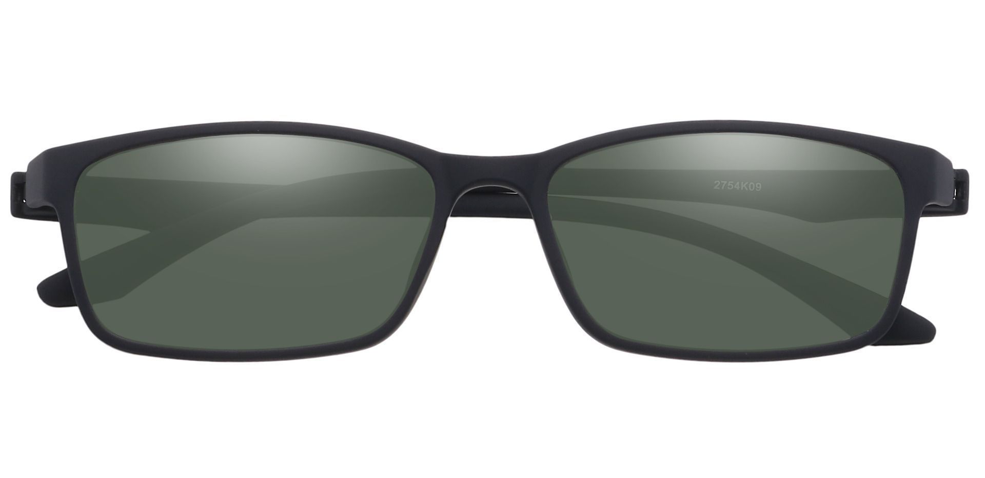 Wichita Rectangle Progressive Sunglasses - Black Frame With Green Lenses