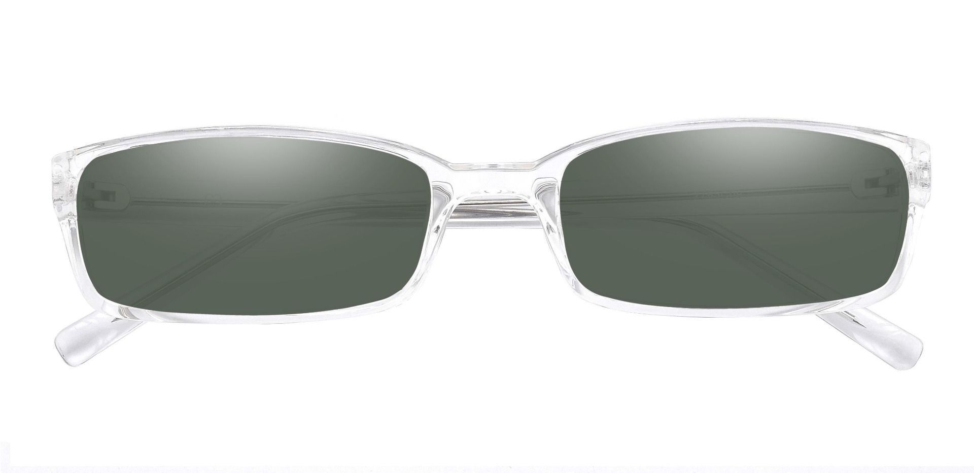 Sanford Rectangle Single Vision Sunglasses -  Clear Frame With Green Lenses