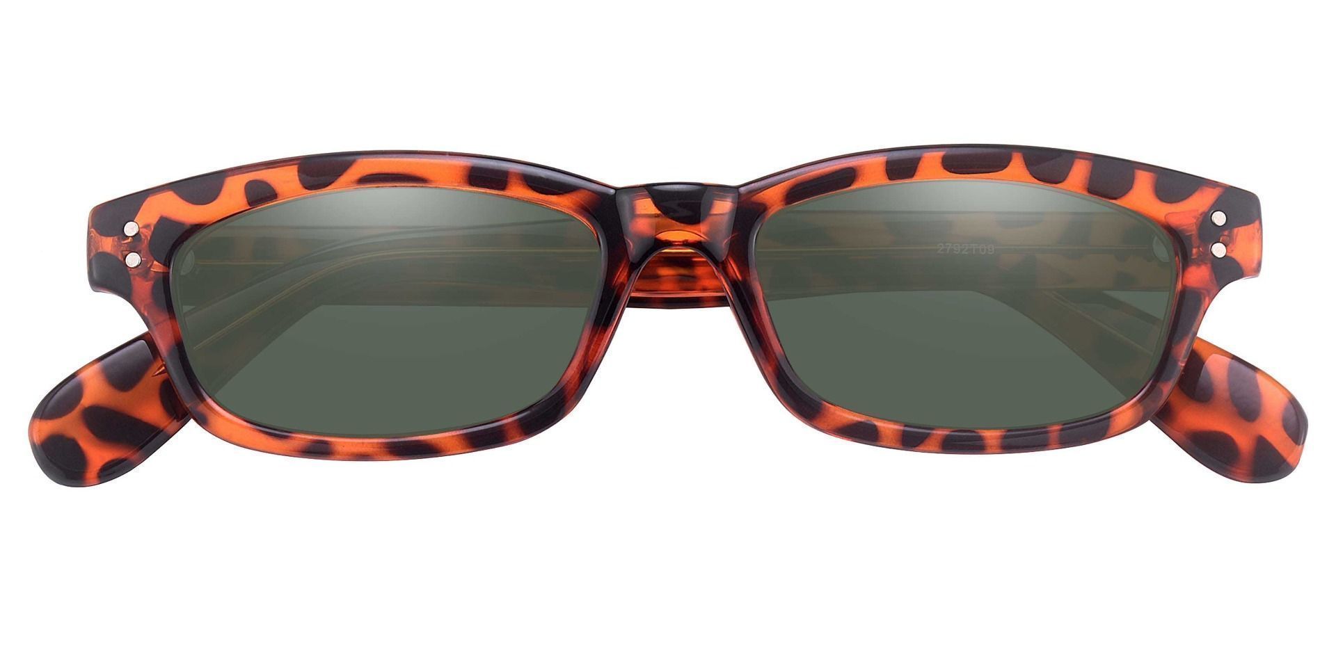 Panthera Rectangle Prescription Sunglasses -  Tortoise Frame With Green Lenses