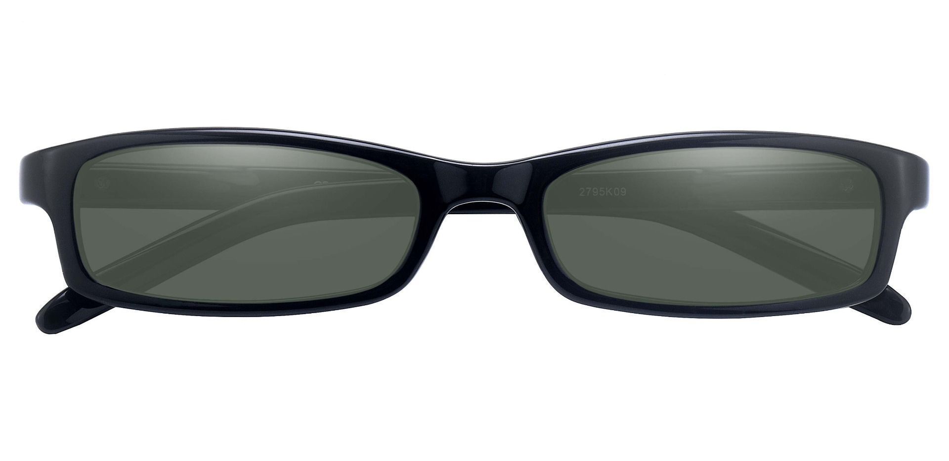 Palmer Rectangle Non-Rx Sunglasses - Black Frame With Green Lenses ...
