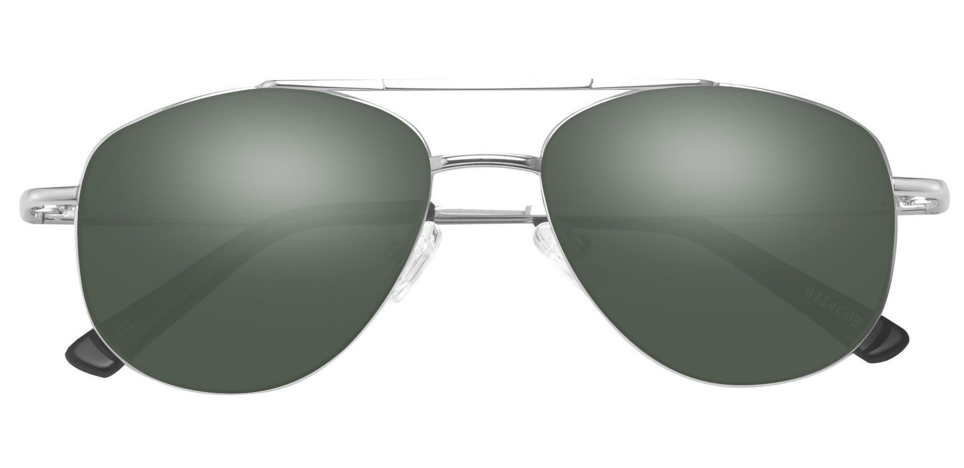 Dwight Aviator Prescription Sunglasses - Clear Frame With Green Lenses