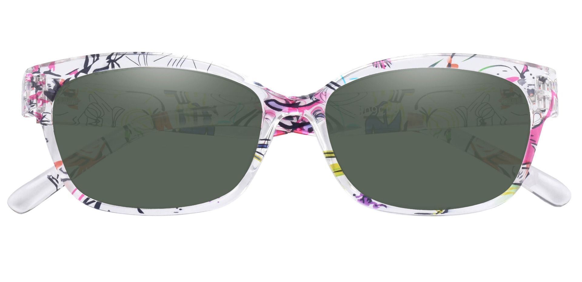 Adele Cat-Eye Prescription Sunglasses - Clear Frame With Green Lenses