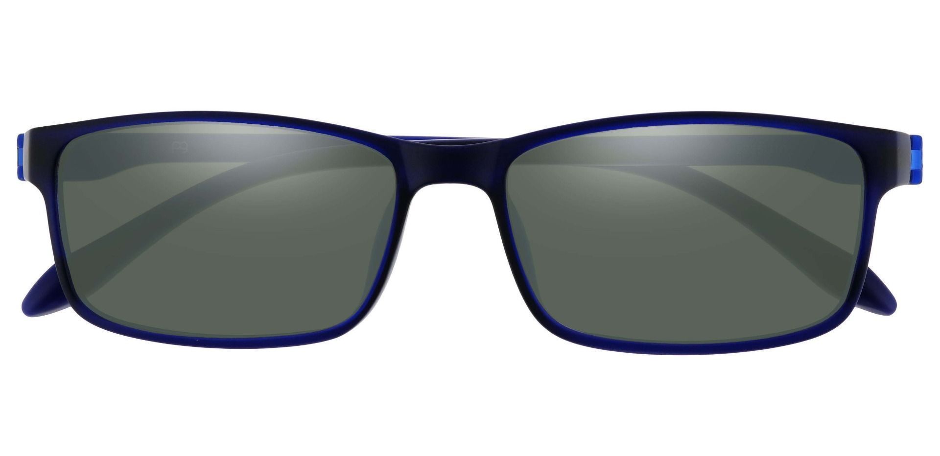 Candice Rectangle Prescription Sunglasses - Blue Frame With Green Lenses
