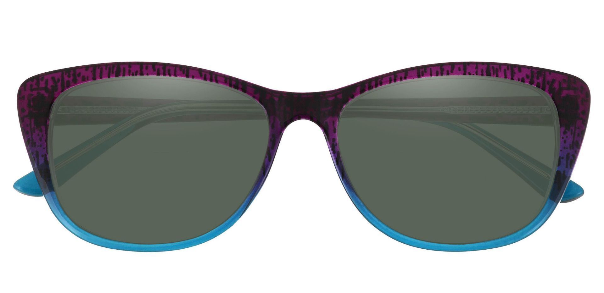 Simone CatEye Prescription Sunglasses Purple Frame With Green Lenses